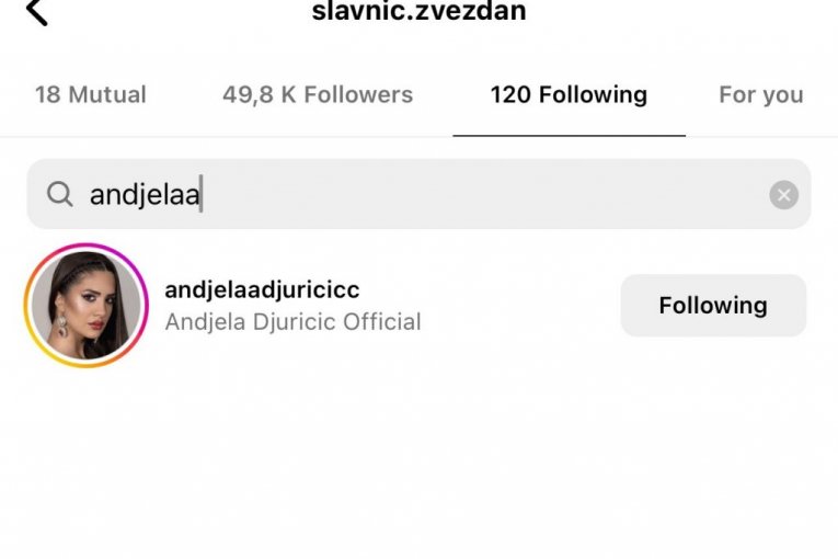 Zvezdan prati Anđelu na Instagramu