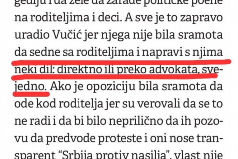 Izjava Slobodana Georgieva da su roditelji ubijene dece u Ribnikaru napravili ''dil'' sa Vučićem
