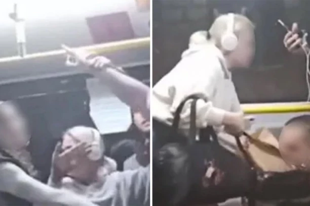 SNIMLJENA MAKLJAŽA U AUTOBUSU KOD BEOGRAĐANKE! Odzvanjaju leleci, sevaju pesnice, mladić završio na PODU! (VIDEO)