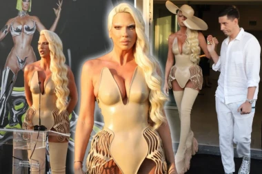 KARLEUŠA STIGLA IZ SVEMIRA: Korset u boji kože napravio opštu pometnju, a tek da vidite ČIZME od 3.500 evra - kao iz budućnosti (VIDEO)