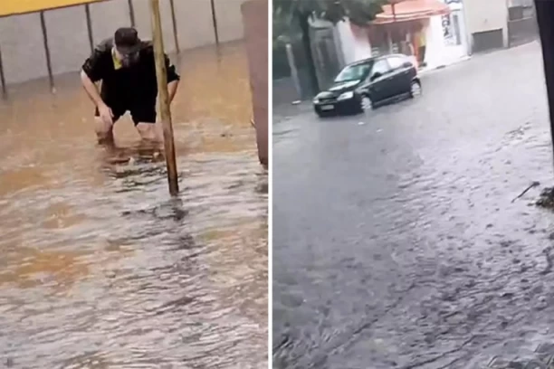 POPLAVE NA ULICAMA U ZAJEČARU! AUTOMOBILI PLIVAJU U VODI: Padao grad veličine graška (VIDEO)