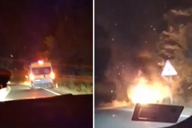 SABLASTAN UDES KOD VELIKE MOŠTANICE! Automobil filmski izleteo sa puta pa se zapalio - snimak nije za one slabog srca!