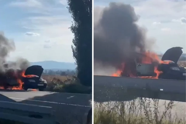 IZGORELO VOZILO NA AUTO-PUTU KOD OBRENOVCA: Automobil se zapalilo nakon saobraćajne nesreće - evo u kom je stanju vozač!