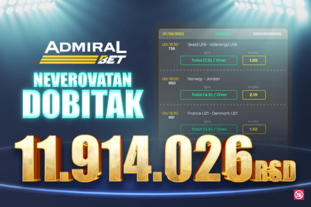 ADMIRALBET NASTAVLJA DA ISPLAĆUJE MILIONE