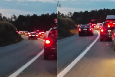 NEVIĐENA BAHATOST! Ogromna gužva kod Zlatibora, samo se njemu žuri - PRETIČE KOLONU PREKO PUNE LINIJE! (VIDEO)