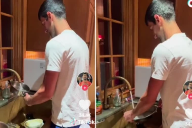 PROCURIO NEVIĐENI SNIMAK! Novak PERE sudove, Jelena u ulozi KAMERMANA! Smeje mu se, dok Đoković ODGOVARA šta najviše VOLI da radi! (VIDEO)