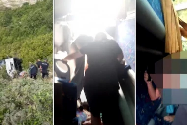 UZNEMIRUJUĆ SNIMAK DIREKTNO IZ CRNE GORE! Pojavili se snimci iz autobusa u trenutku kada sleće u provaliju - nije za one sa SLABIM SRCEM! (VIDEO)