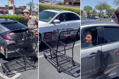 BAHATO JE GURNUO KOLICA PRAVO NA NJEN AUTO: Besna žena nije ustuknula ni kad je videla čudnu masku na licu čoveka, a šok je usledio kad je shvatila ko se krije iza nje! (VIDEO)