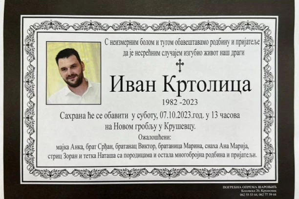 "IVAN JE BIO BOŽIJI ČOVEK! SAD IDE KOD GOSPODA!" Sahranjen Kruševljanin (41) kome je Bojan zario nož u vrat - porodica ostaje sa bolom u duši!