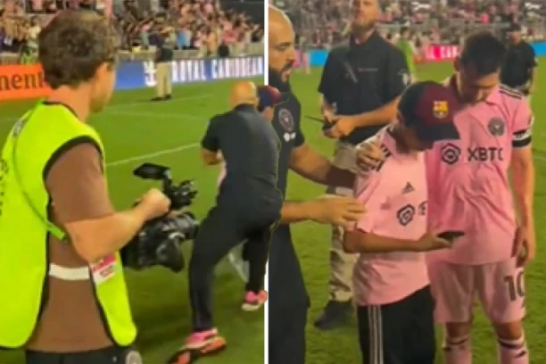 MESI JE VELIČINA: Leov telohranitelj ZGRABIO dečaka, a onda ga je fudbaler OBRADOVAO! (VIDEO)