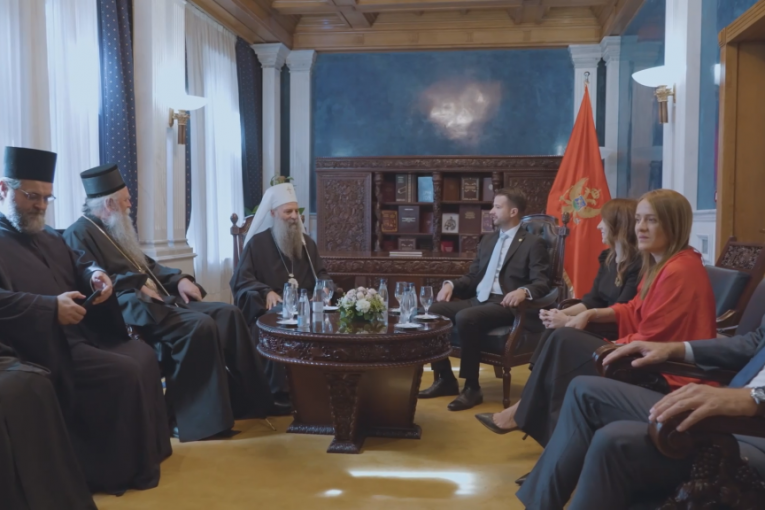 Patrijarh Porfirije sa predsednikom Crne Gore Jakovom Milatovićem