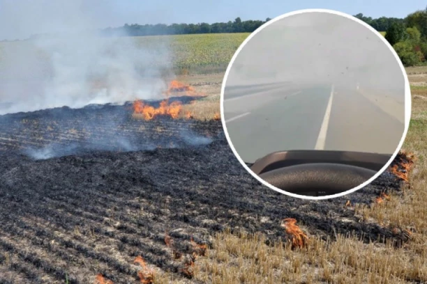 NARODE, ŠTA VAM JE?! DIM GUST TOLIKO DA LJUDI NE VIDE GDE VOZE: Paljenje strnjike i dalje veliki problem, apeli nikako da urode plodom! (VIDEO)