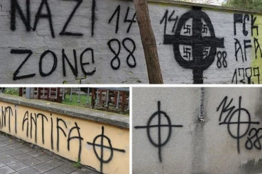 SRAMNI GRAFITI UOČI ANTIFAŠISTIČKOG MARŠA: Neonacistički simboli preplavili fasade u Novom Sadu! (FOTO)