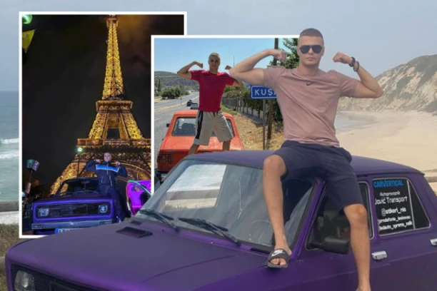 STOJADINOM PO EVROPI! Đorđu "pala na pamet" neverovatna ideja: U Portugalu nemaju pojma koji je ovo auto, u Francuskoj oduševljeni ljubičastim "ferarijem"! (FOTO)