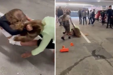 OMLADINA NAVIJA DOK SE DEVOJKE MAKLJAJU: Okupljeni vrište, udarci lete na sve strane... DRAMATIČAN SNIMAK OKRŠAJA U GARAŽI (VIDEO)