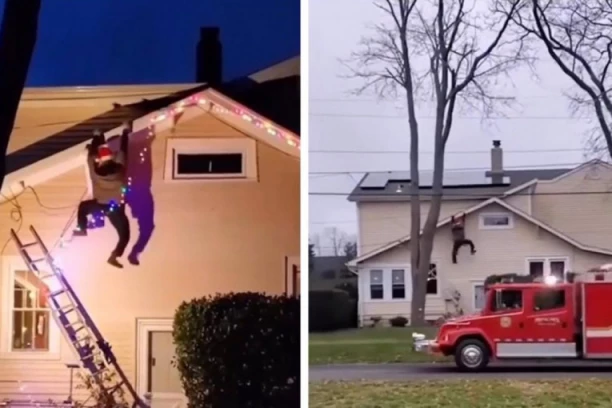 KOMŠIJE PRETRNULE OD STRAHA KADA SU VIDELE ČOVEKA KAKO VISI SA KROVA: Odmah su pozvali vatrogasce, ali je akcija spasavanja izostala! (VIDEO)