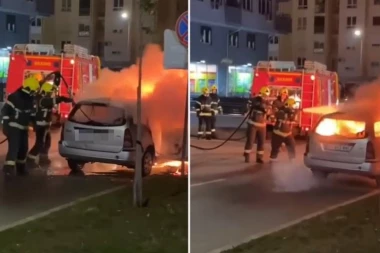 VATRA PROGURALA AUTOMOBIL U KRAGUJEVCU! Vatrogasci pokušavaju da se izbore sa buktinjom! (VIDEO)
