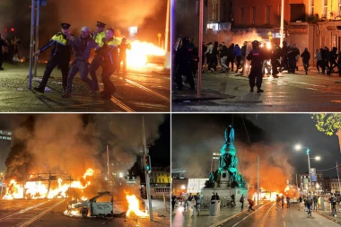 HAOS U DABLINU POSLE RANJAVANJA TROJE DECE I DVOJE ODRASLIH ISPRED ŠKOLE! Masa izašla na ulice, PALI GRAD, veliki sukobi sa policijom u toku! (FOTO)