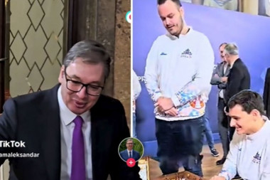 "SEDI, ALEKSANDRE, DA TE POBEDIM"! Vučić objavio novi snimak na TikToku! "Oteo" pehar zlatnim šahistima! (VIDEO)