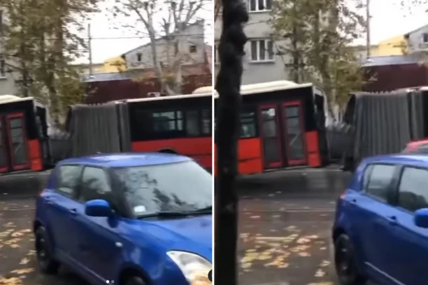 PREPOLOVIO SE AUTOBUS KOD MAŠINSKOG FAKULTETA: Jeziva scena na ulici (VIDEO)