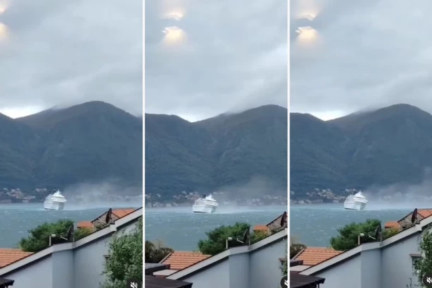 ZASTRAŠUJUĆI SNIMAK IZ CRNE GORE: Vetar toliko duva da gura kruzer bočno! Izdato upozorenje na opasnost (VIDEO)