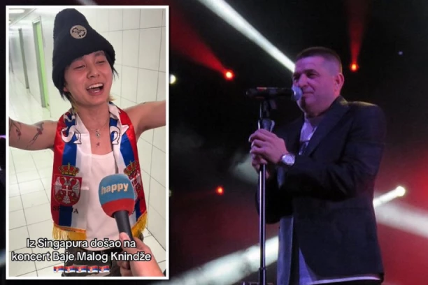 OVAKO IZGLEDA "TIPIČNI" PRAVOSLAVAC: Iz Singapura došao na koncert Baje Malog Knindže, pa se ogrnuo zastavom Srbije i zapevao na sav glas!