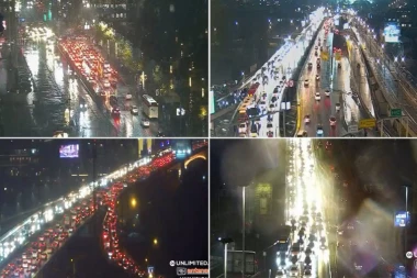 KOLONE VOZILA MILE, SAOBRAĆAJ U BEOGRADU U TOTALNOM KOLAPSU! Sneg napravio opšti haos, OVE delove prestonice izbegavajte! (FOTO)