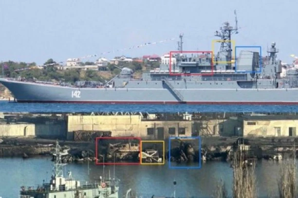 RAZNELI RUSKI RATNI BROD U NAJSITNIJE KOMADE: Objavljena fotografija nakon ukrajinskog napada na Krimu: Ovako sad izgleda 'Novočerkask'! (FOTO/VIDEO)