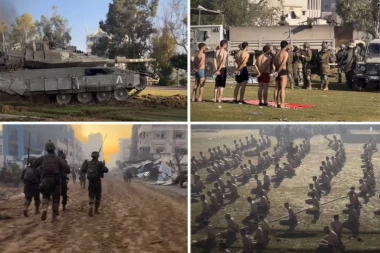 STADION KAO LOGOR! Isplivao video koji ledi krv u žilama: Izraelci skidaju Palestince i teraju ih da kleče, među njima zarobljene žene i dečaci! (VIDEO)
