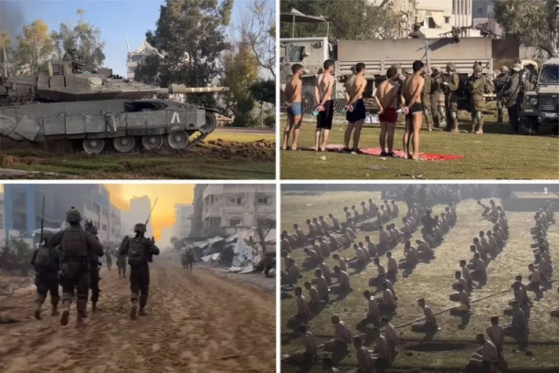 STADION KAO LOGOR! Isplivao video koji ledi krv u žilama: Izraelci skidaju Palestince i teraju ih da kleče, među njima zarobljene žene i dečaci! (VIDEO)