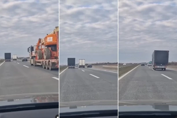 JEZIV SNIMAK! PRETICAO KAMION NA AUTO-PUTU PREKO ZAUSTAVNE TRAKE: Ovako se gine - građane sve više brinu bahati vozači (VIDEO)