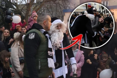 TATE I SINOVI POBRALI SVE SIMPATIJE! Navijači Partizana doveli naslednike na "Prazničnu tradiciju": Evo kako su im objasnili zašto je Deda Mraz crno-bele boje (VIDEO)