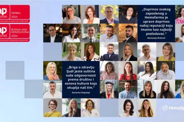 Hemofarm dobitnik priznanja "Najbolji poslodavac 2024"  u Srbiji treću godinu zaredom!
