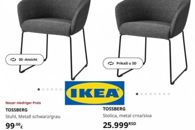 IKEA NE SAMO DA NAM PRODAJE OPASNE PROIZVODE, VEĆ NAS DERE I SA CENAMAI Ista stolica u Nemačkoj košta 99 evra, a u Srbiji 221 evro!