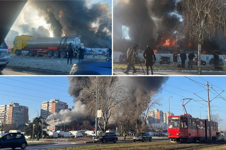 POŽAR SE GASI I IZ VAZDUHA! Stigao helikopter na Novi Beograd, ljudi IZBEZUMLJENI! (FOTO, VIDEO)