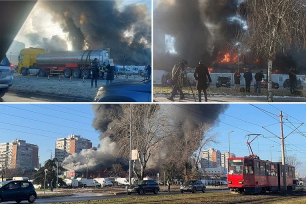 POŽAR SE GASI I IZ VAZDUHA! Stigao helikopter na Novi Beograd, ljudi IZBEZUMLJENI! (FOTO, VIDEO)