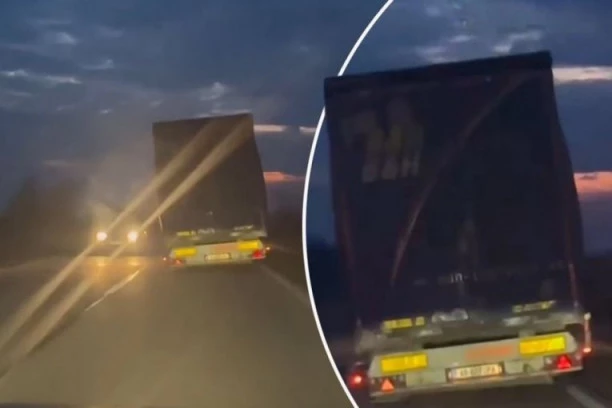 VOZAČ KAMIONA OPASNOST NA PUTU! Bez točka vozi putem Vršac - Pančevo! (VIDEO)