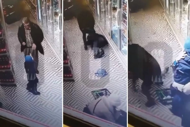 ZASTRAŠUJUĆI SNIMAK IZ SUPERMARKETA: Muškarac (55) svom silom PESNICOM UDARIO dečaka (14), a njegovo opravdanje za gnusan čin je VAN PAMETI (VIDEO)