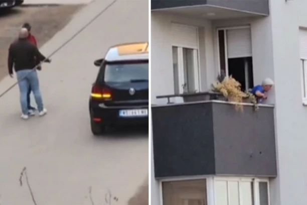 "JA SPAVAM Đ..... JEDNA, A VI ME BUDITE"! Tragikomična svađa komšija u Novom Sadu! DOK SE DVOJICA TUKU ZBOG PARKINGA, BESNA BAKA NA PROZORU DRŽI PREDAVANJE O KUĆNOM REDU! (VIDEO)