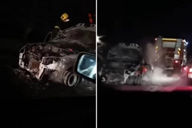 PLANUO AUTOMOBIL! Pričinjena je ogromna materijalna šteta, vatrogasci brzo reagovali (VIDEO)