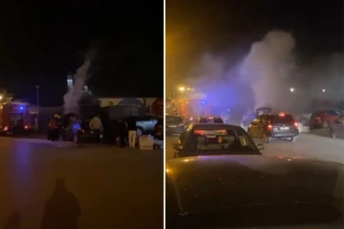 GORI AUTOMOBIL U GROCKOJ! Plamen se proširio ulicom, dim KULJA iz vozila! (VIDEO)