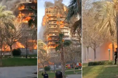 POŽAR GUTA ZGRADU U VALENSIJI: Vatrogasci i lekari spašavaju građane (VIDEO)