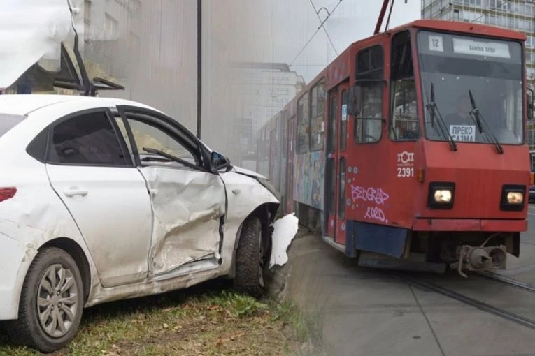 STRAVIČAN UDES U CENTRU BEOGRADA:  Automobil uništen u sudaru sa tramvajem na Voždovcu!