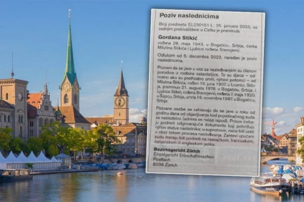 KAO NA FILMU: Švajcarski sud dao oglas u beogradskim novinama- traži rođake Srpkinje preminule u Cirihu zbog nasledstva!