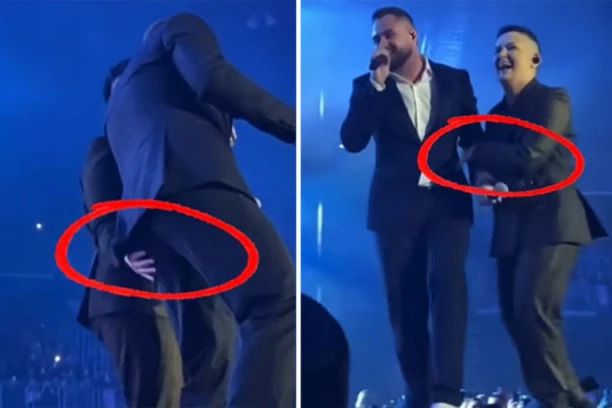 MARIJA ŠERIFOVIĆ DOHVATILA KOLEGU NA SCENI: Pevač doživeo transfer blama, nadao se da niko neće primetiti! (VIDEO)