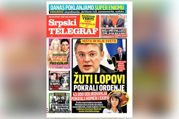 NIŠTA IM NIJE SVETO, HOMEN I EKIPA POKRALI 43.000 ODLIKOVANJA! ČITAJTE U SRPSKOM TELEGRAFU!