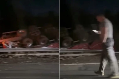 VOZILO SMRSKANO, KAMION NASRED PUTA! Teška nesreća na Milošu Velikom! (VIDEO)