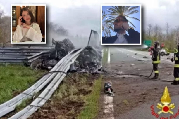 POJAVIO SE SNIMAK JEZIVE NESREĆE U ITALIJI! Di džej sa srpskim državljanstvom i ukrajinska manekenka IZGORELI U FERARIJU! (VIDEO)