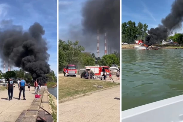 POŽAR NA BRODIĆU NA SAVI NA NOVOM BEOGRADU: Prilikom spuštanja u reku došlo do eksplozije... (VIDEO)