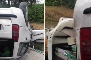 AUTOMOBIL NAKON UDESA ZAVRŠIO NA KROVU: Jeziva saobraćajka kod Avale!